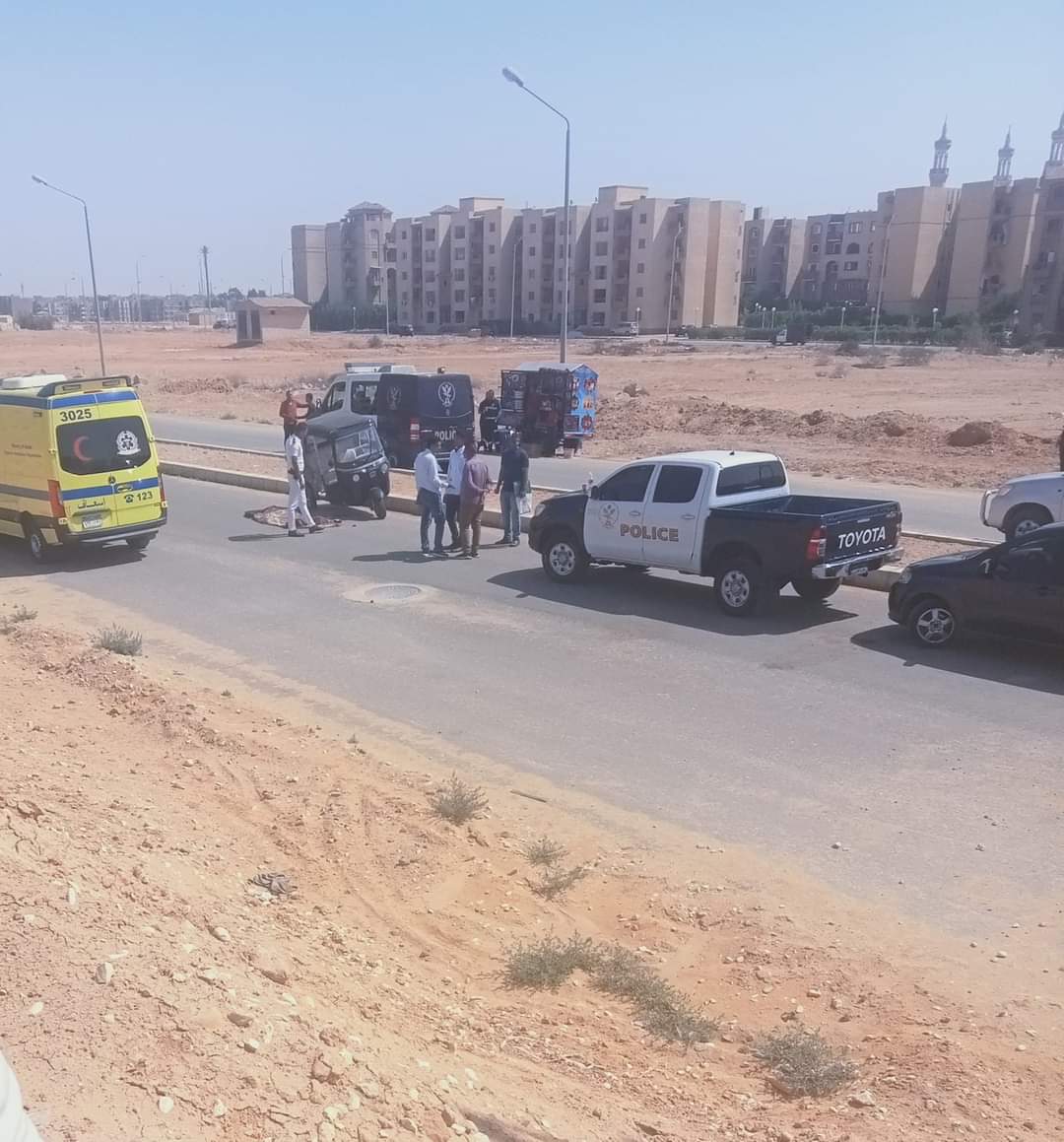 الصورة: عثور قوات أمن الجيزة على جثة سائق بمدينة السادس من أكتوبر خلال الأسبوع الماضي. المصدر: وسائل التواصل الإجتماعي ©