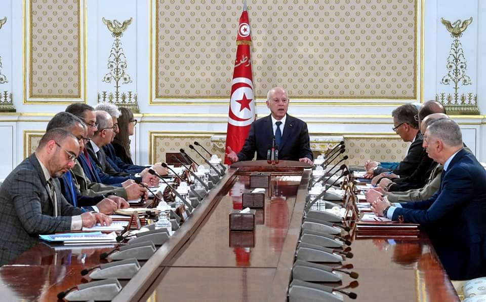جانب من اجتماع مجلس الأمن القومي التونسي مساء أمس الثلاثاء برئاسة سعيد (صفحة رئاسة الجمهورية التونسية على فيسبوك)